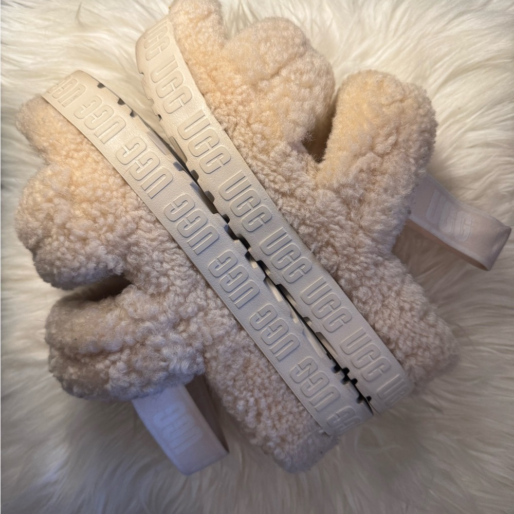 Ugg Fluff Yeah Platform Slides In Beige - image 1